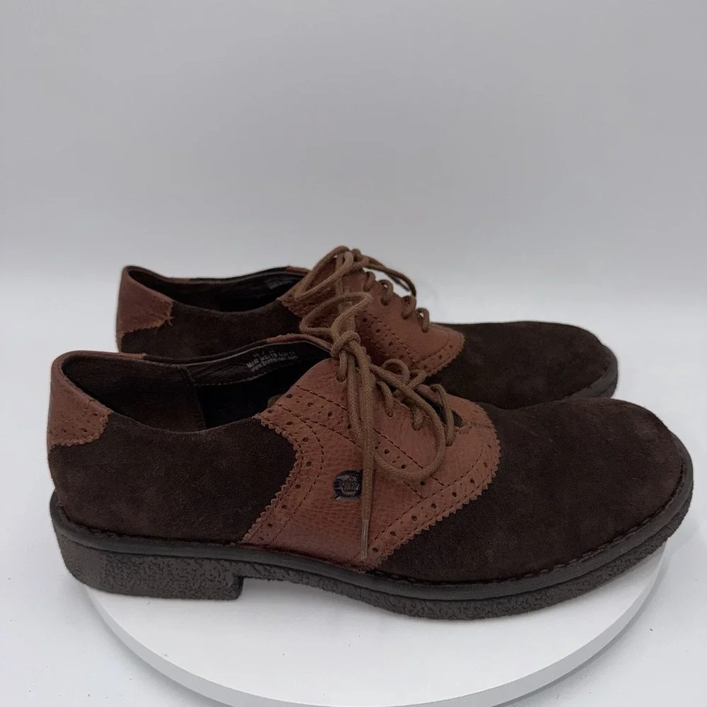 Born Two Tone Brown Suede Perforated Oxford Dress Shoes Men's Size 10